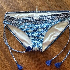 Lands' End Blue and White Bikini Bottom